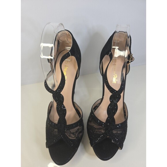 Dream Pairs Swan Sexy Platform Black Lace Sparkly Beaded Ankle Strap Sz 9 NWOB - Picture 4 of 8